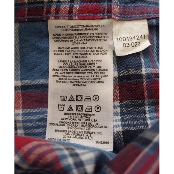Brooks Brothers Mens 1XL Original Shirt Blue/Red Plaid Button-Down All Cotton - Picture 5 of 7